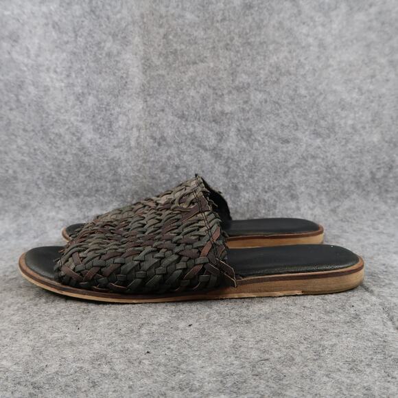 Casual Shoes Womens 7 Sandals Slides Woven Leather Slip On Flat Open Toe Boho - Picture 3 of 10